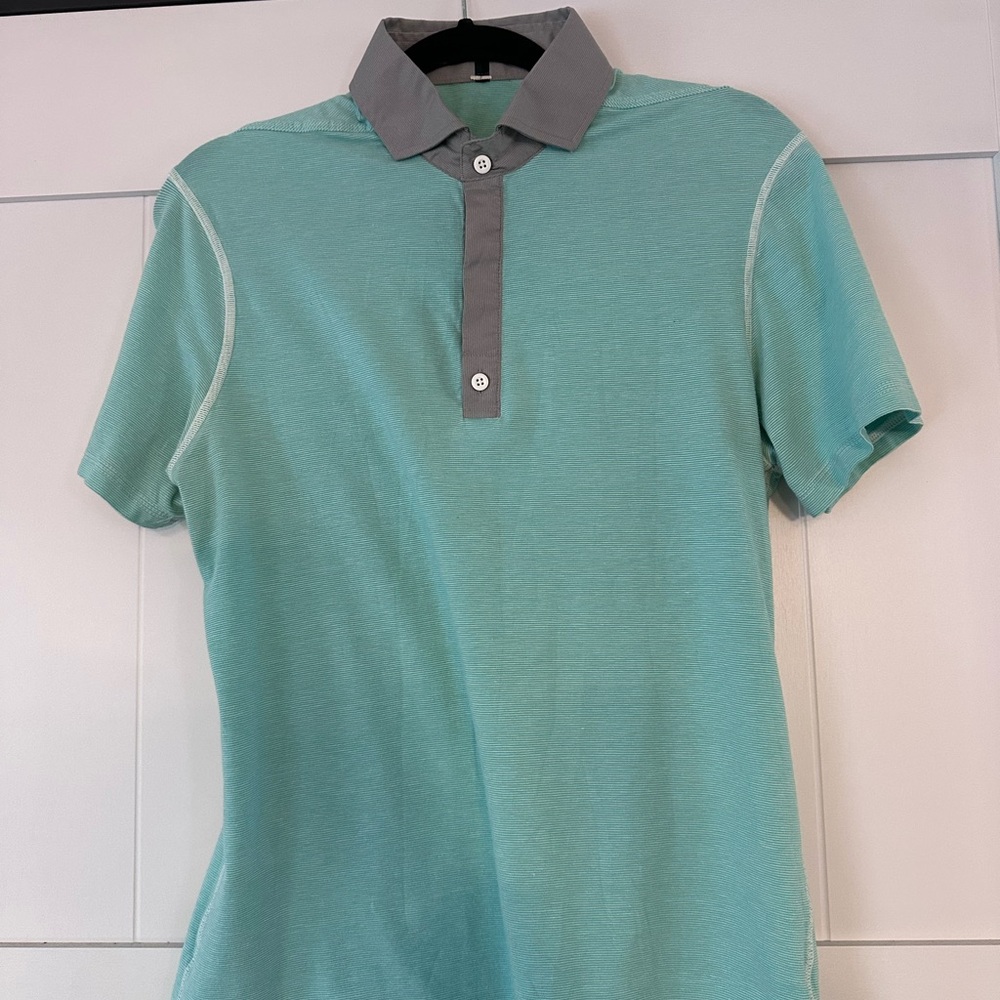 lululemon athletica Teal and Gray Polo Shirt